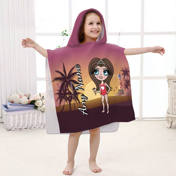ClaireaBella Girls Sunset Beach Poncho Towel - Image 1