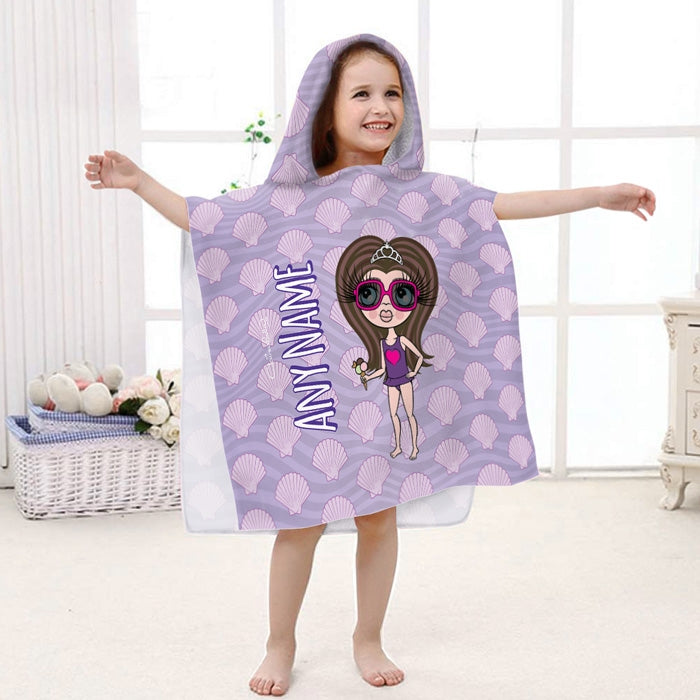 ClaireaBella Girls Seashells Poncho Towel - Image 1