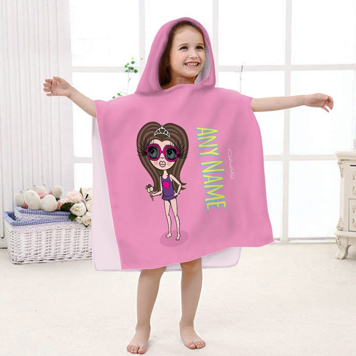 ClaireaBella Girls Pink Poncho Towel - Image 1