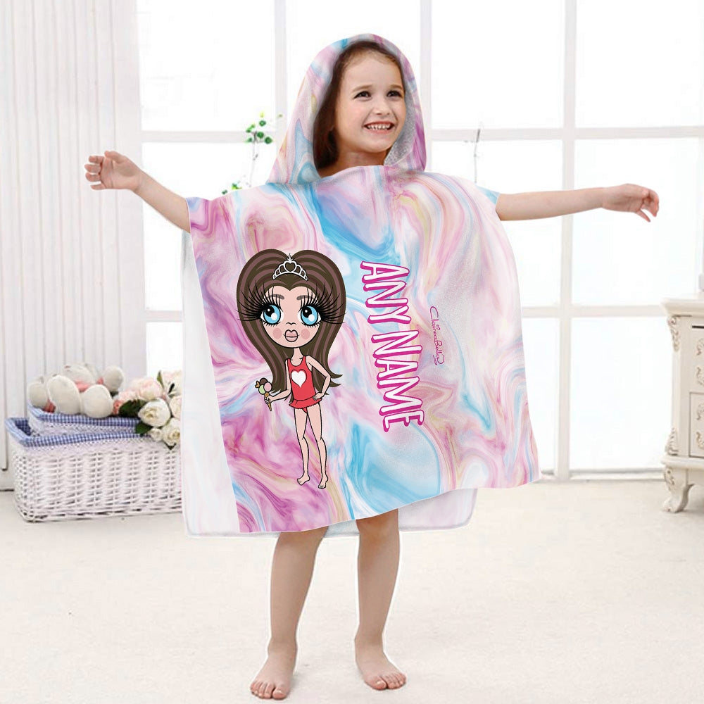 ClaireaBella Girls Marble Effect Poncho Towel - Image 1
