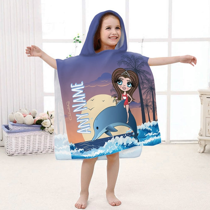 ClaireaBella Girls Dolphin Poncho Towel - Image 1