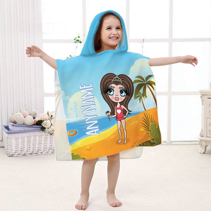 ClaireaBella Girls Beach Print Poncho Towel - Image 1