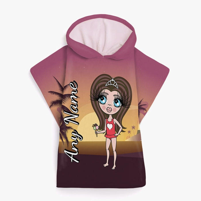 ClaireaBella Girls Sunset Beach Poncho Towel - Image 2