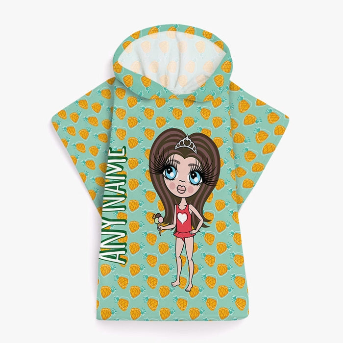 ClaireaBella Girls Pineapple Print Poncho Towel - Image 1