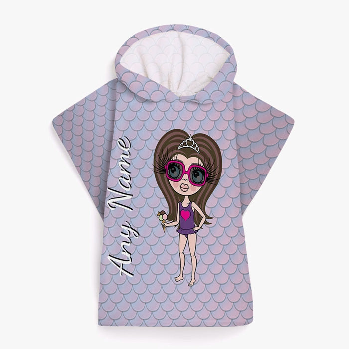 ClaireaBella Girls Mermaid Shimmer Poncho Towel - Image 1