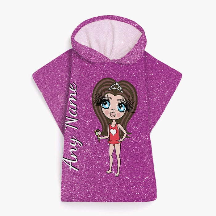 ClaireaBella Girls Glitter Effect Poncho Towel - Image 7