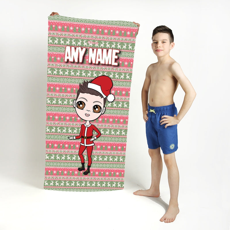 Jnr Boys Christmas Jumper Beach Towel - Image 1
