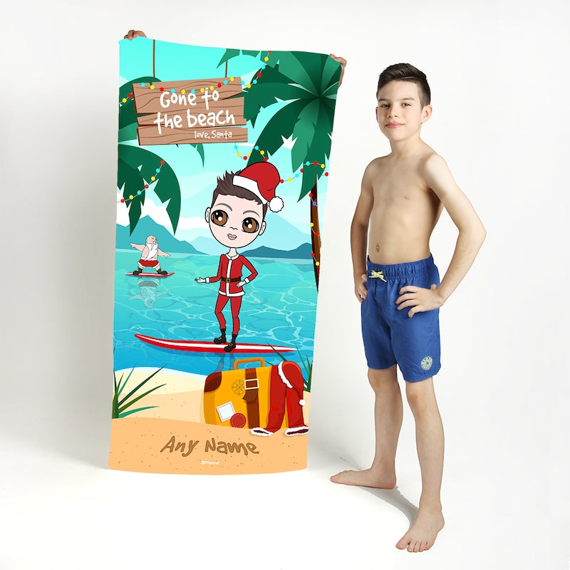 Jnr Boys Surfing Santa Beach Towel - Image 1