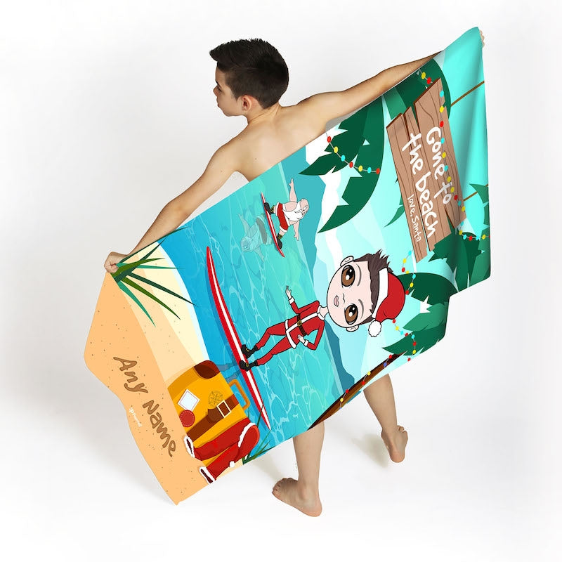 Jnr Boys Surfing Santa Beach Towel - Image 2