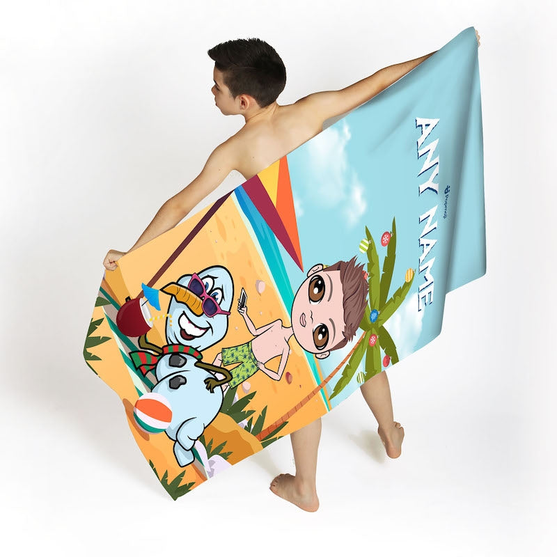 Jnr Boys Tropical Snowman Beach Towel - Image 2