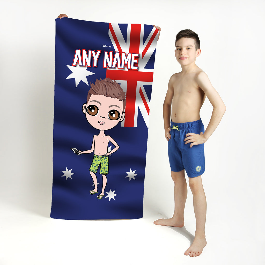 Jnr Boys Australia Flag Beach Towel - Image 1