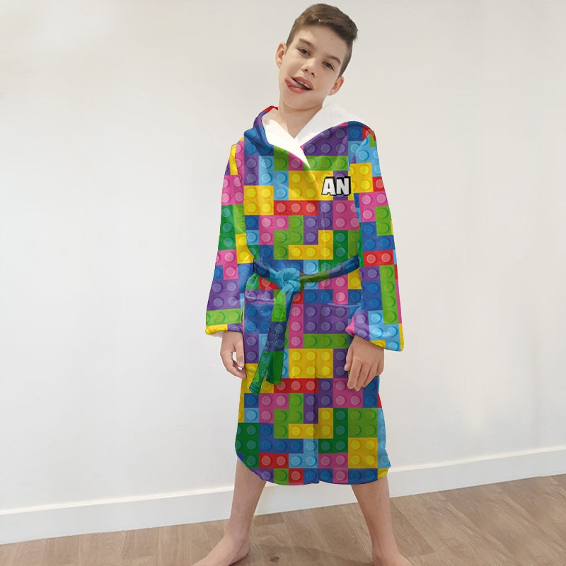 Jnr Boys Building Blocks Dressing Gown - Image 2