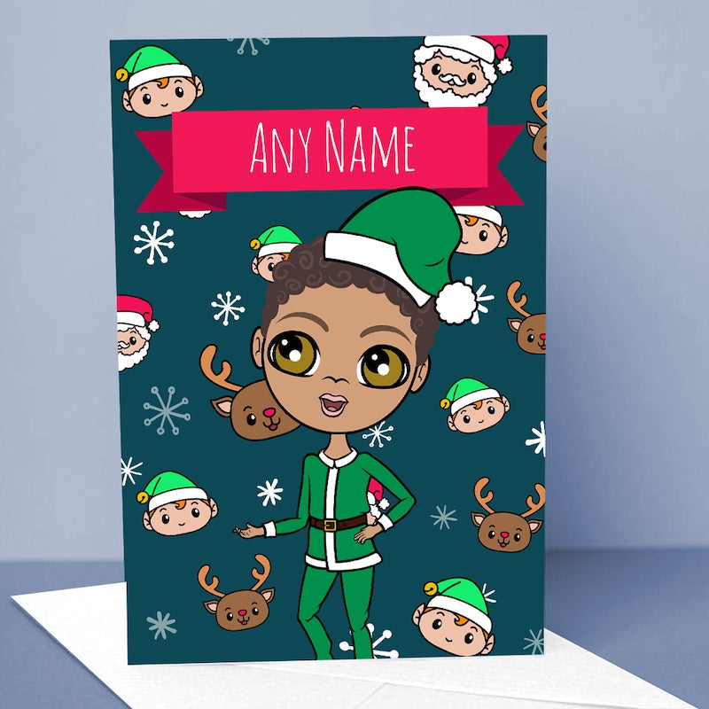 Jnr Boys Cute Emojis Print Christmas Card - Image 1