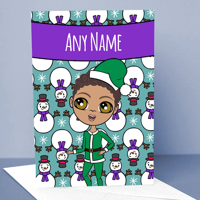 Jnr Boys Cute Snowman Emoji Christmas Card - Image 1