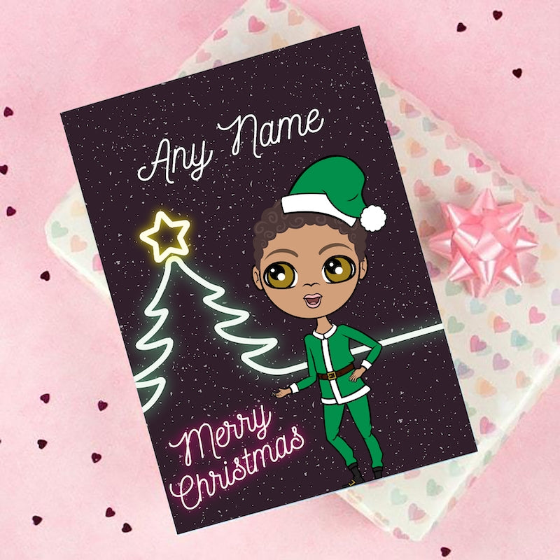 Jnr Boys Neon Tree Christmas Card - Image 4