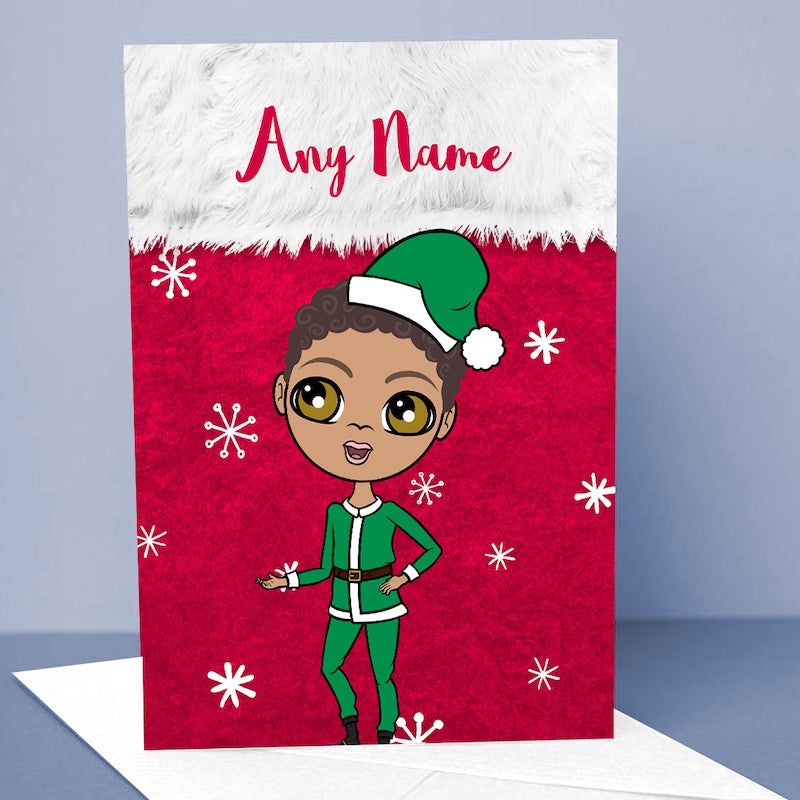 Jnr Boys Snowflake Stocking Christmas Card - Image 1