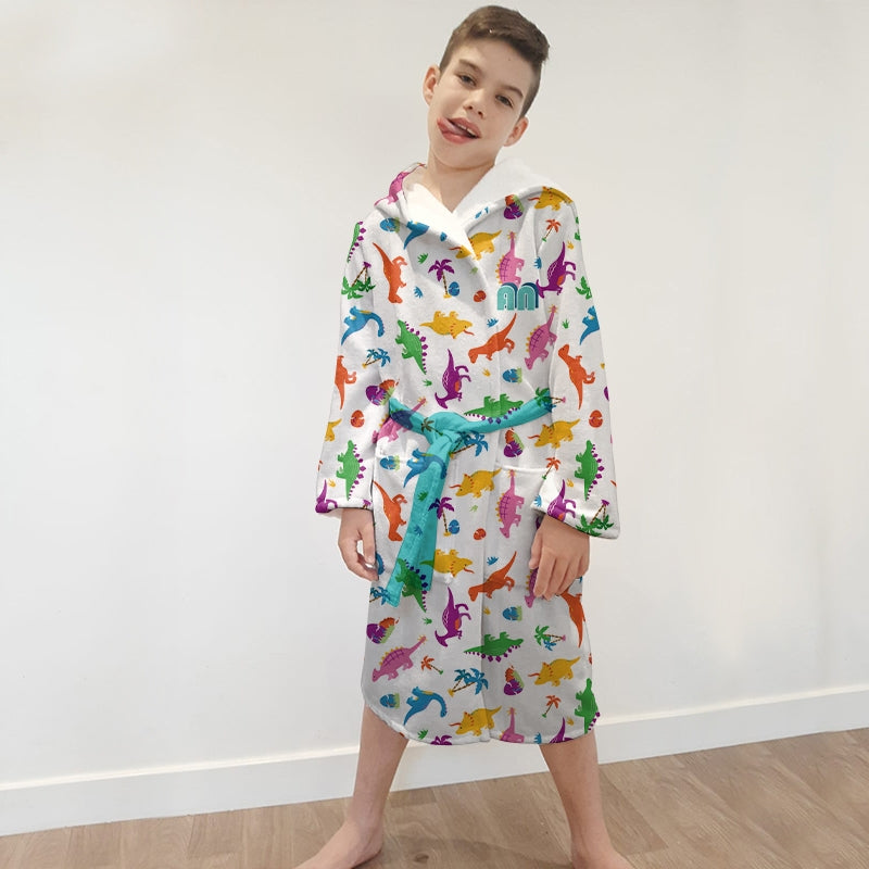 Jnr Boys Dinosaur Print Dressing Gown - Image 2