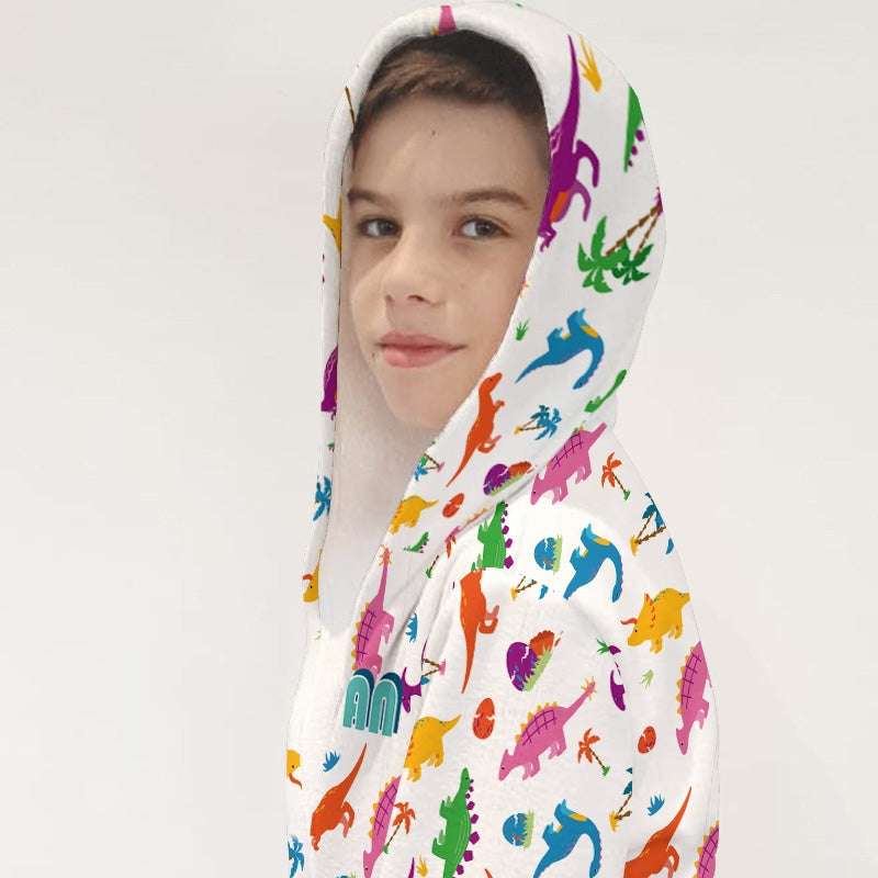 Jnr Boys Dinosaur Print Dressing Gown - Image 3