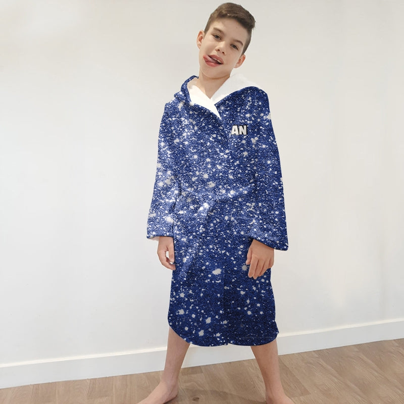 Jnr Boys Blue Glitter Effect Dressing Gown - Image 2