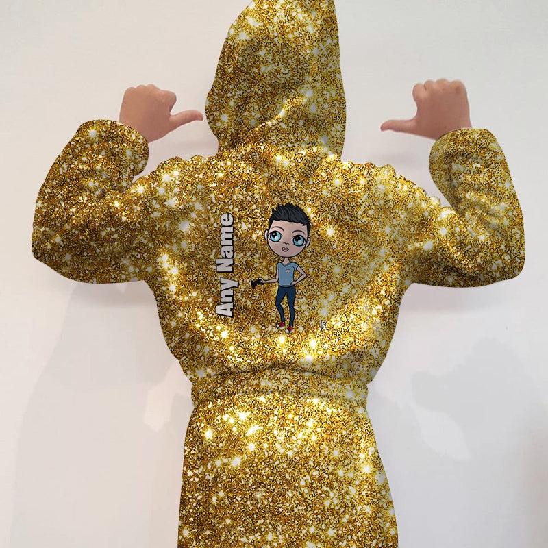 Jnr Boys Gold Glitter Effect Dressing Gown - Image 1