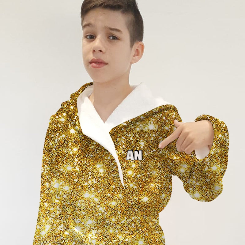 Jnr Boys Gold Glitter Effect Dressing Gown - Image 4