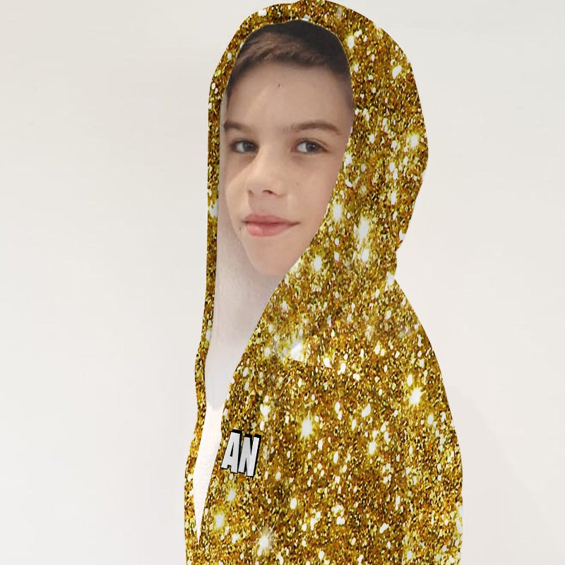 Jnr Boys Gold Glitter Effect Dressing Gown - Image 5