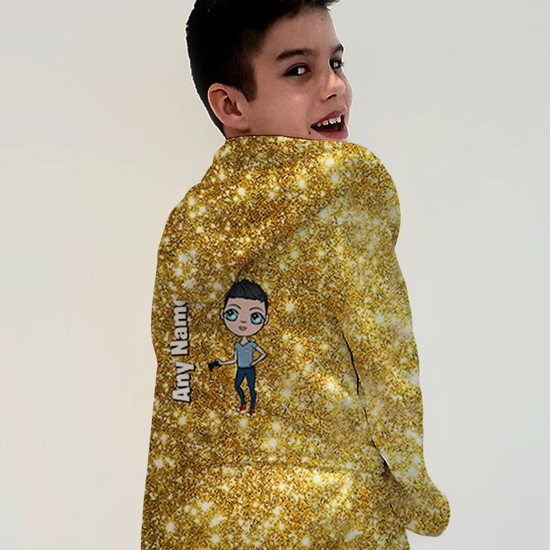 Jnr Boys Gold Glitter Effect Dressing Gown - Image 2
