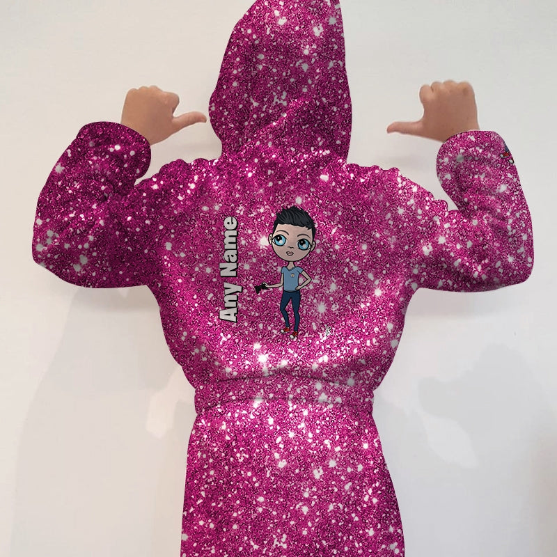 Jnr Boys Pink Glitter Effect Dressing Gown - Image 2