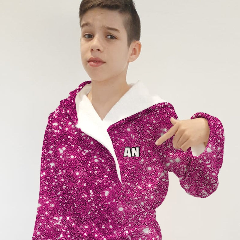 Jnr Boys Pink Glitter Effect Dressing Gown - Image 3