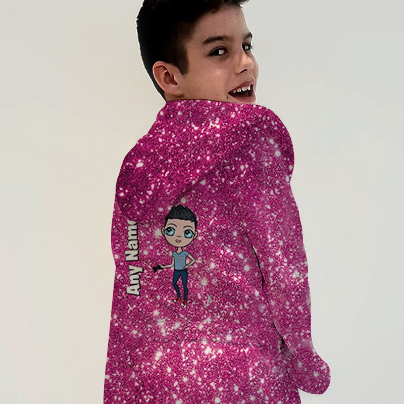 Jnr Boys Pink Glitter Effect Dressing Gown - Image 1