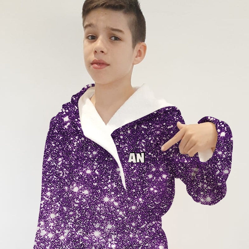 Jnr Boys Purple Glitter Effect Dressing Gown - Image 4