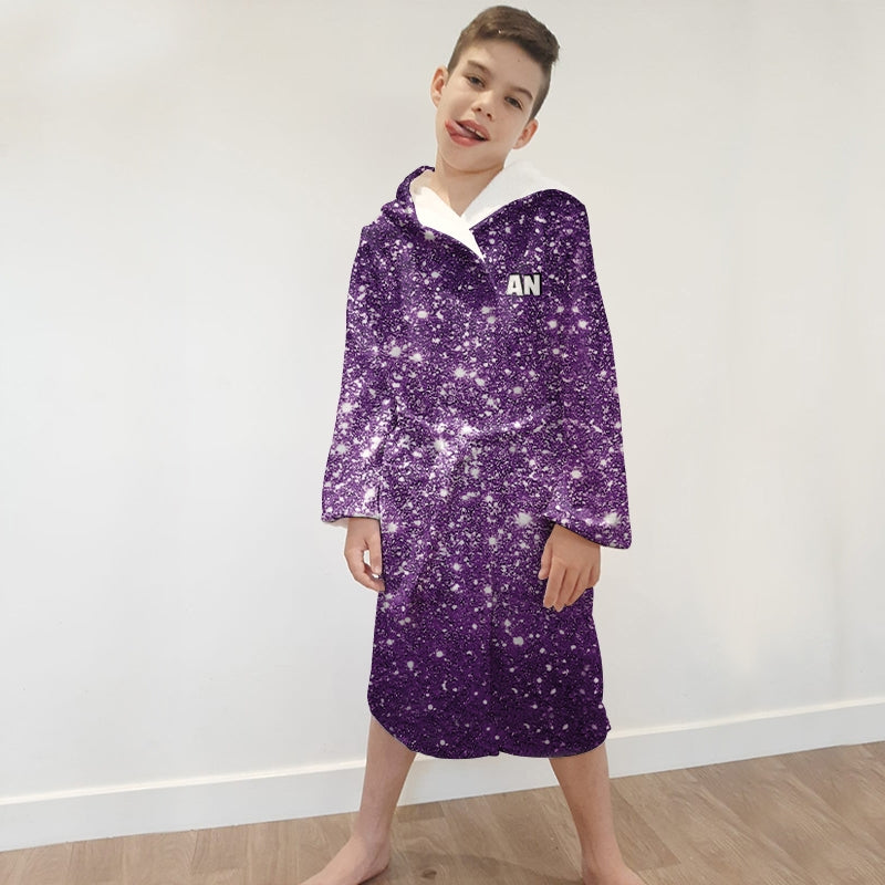 Jnr Boys Purple Glitter Effect Dressing Gown - Image 3