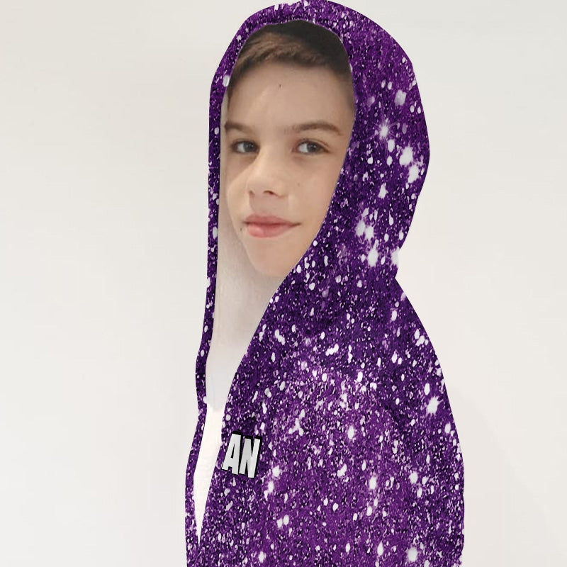 Jnr Boys Purple Glitter Effect Dressing Gown - Image 5