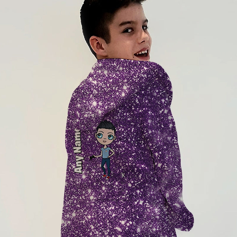 Jnr Boys Purple Glitter Effect Dressing Gown - Image 2