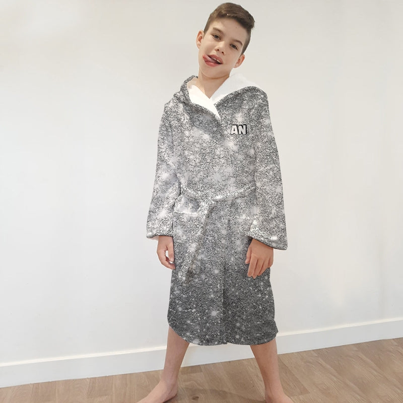 Jnr Boys Silver Glitter Effect Dressing Gown - Image 2
