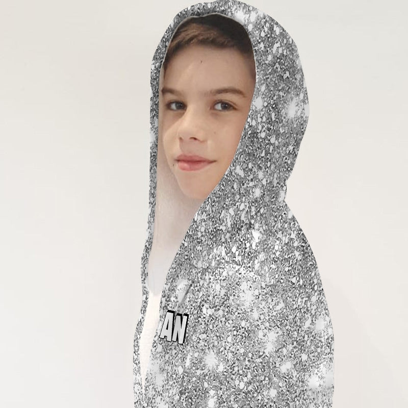 Jnr Boys Silver Glitter Effect Dressing Gown - Image 4