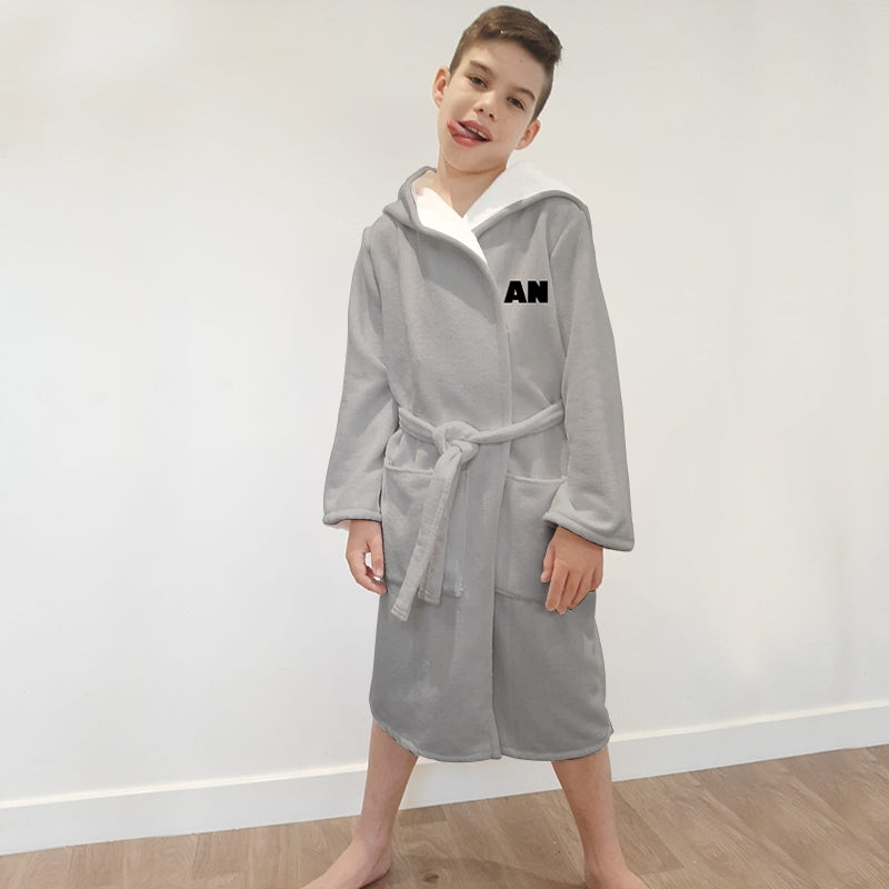 Jnr Boys Grey Dressing Gown - Image 2