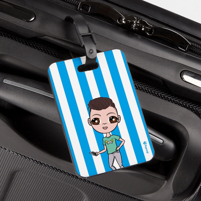 Jnr Boys Personalised Blue Stripe Luggage Tag - Image 3
