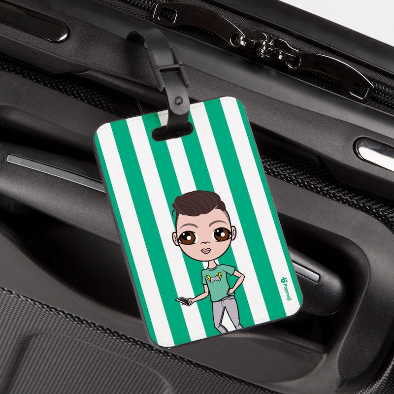 Jnr Boys Personalised Green Stripe Luggage Tag - Image 3