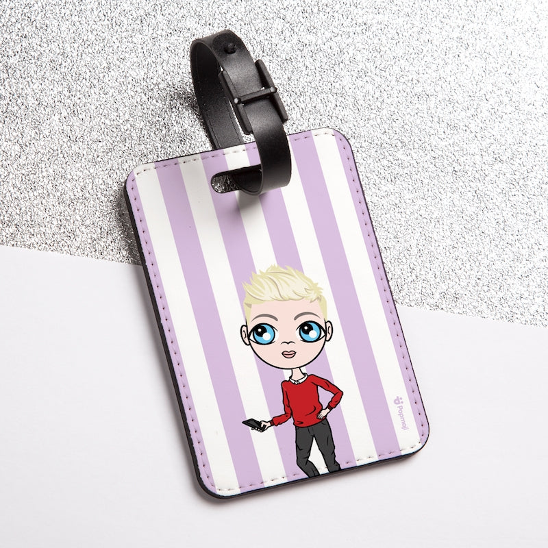Jnr Boys Personalised Lilac Stripe Luggage Tag - Image 3