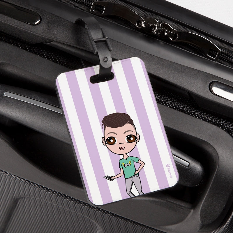 Jnr Boys Personalised Lilac Stripe Luggage Tag - Image 4