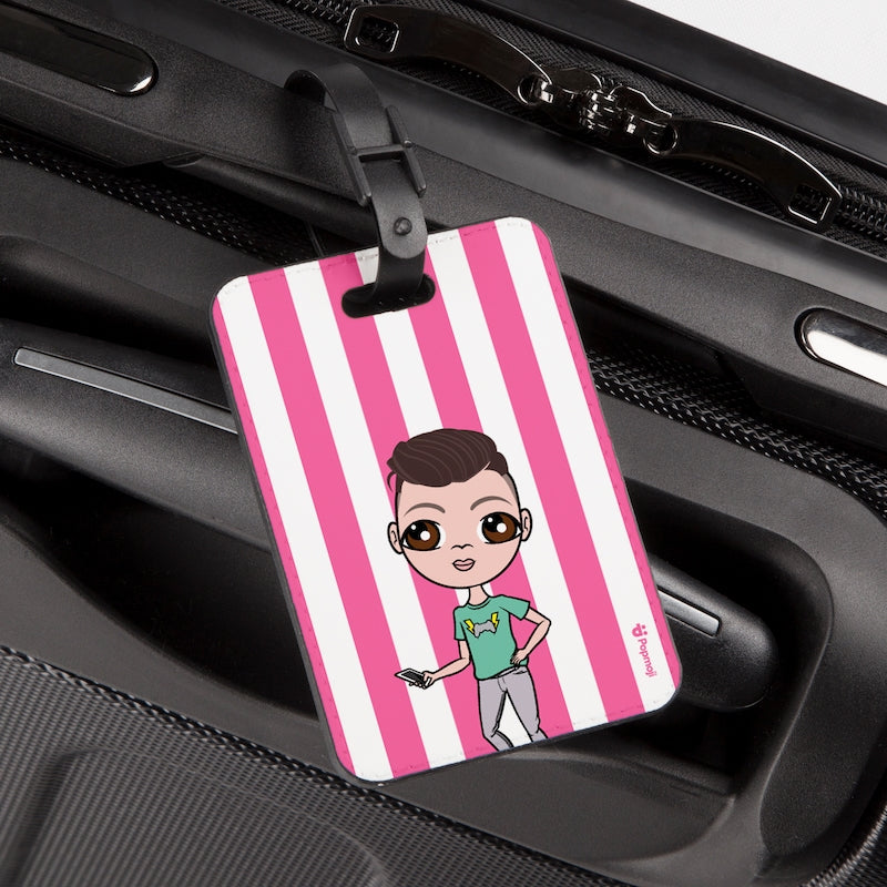 Jnr Boys Personalised Pink Stripe Luggage Tag - Image 3