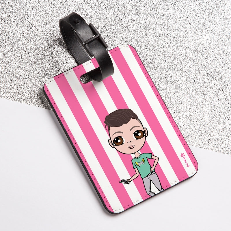 Jnr Boys Personalised Pink Stripe Luggage Tag - Image 4