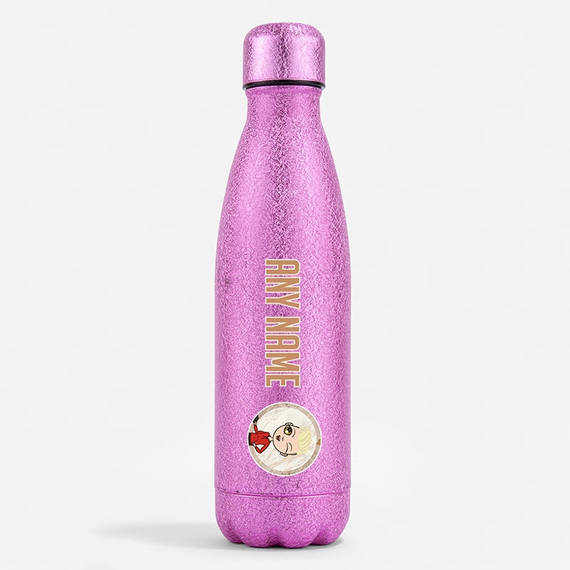 Jnr Boys Pink Glitter Water Bottle Marble - Image 1
