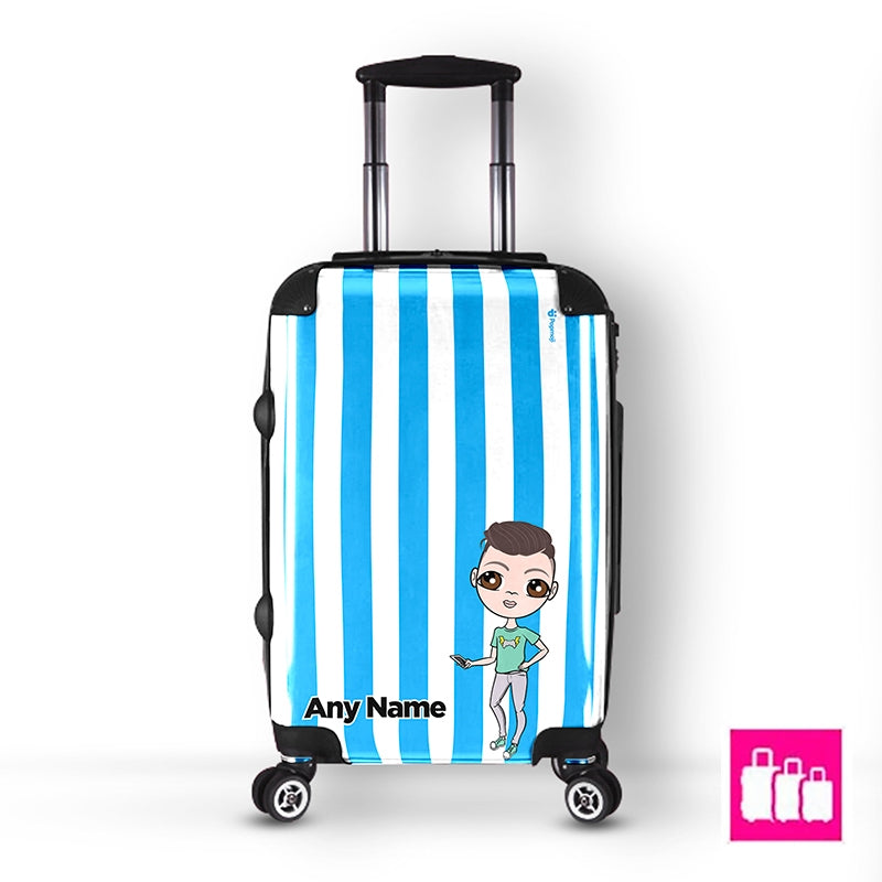 Jnr Boys Personalised Blue Stripe Suitcase - Image 3