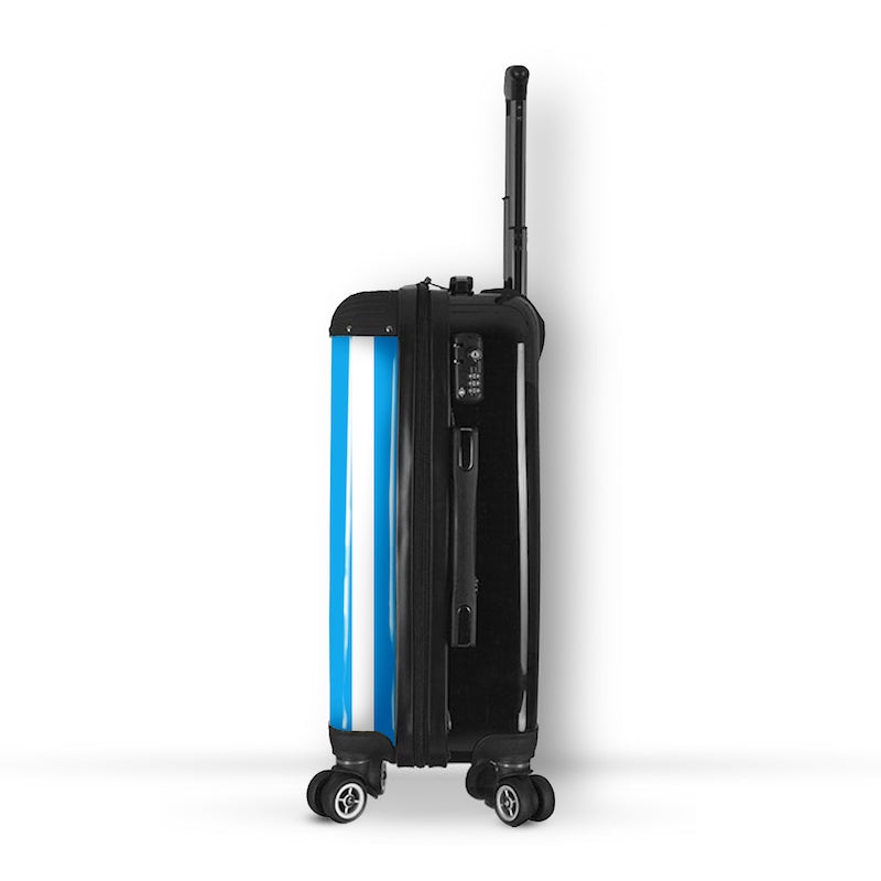Jnr Boys Personalised Blue Stripe Suitcase - Image 2