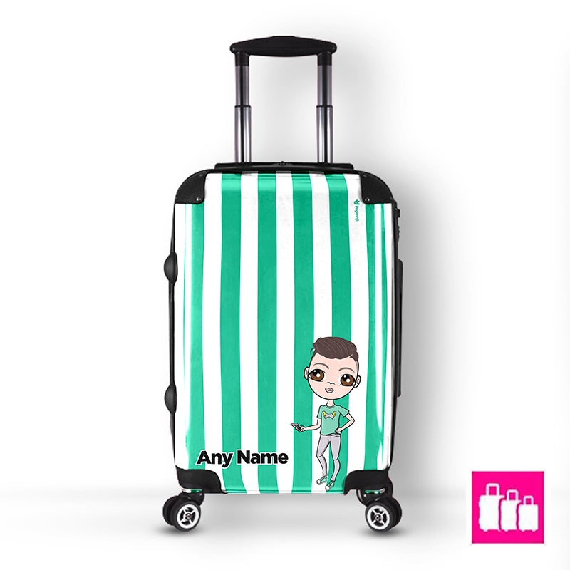 Jnr Boys Personalised Green Stripe Suitcase - Image 4