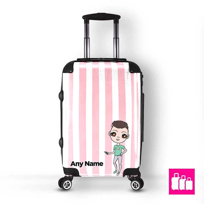 Jnr Boys Personalised Light Pink Stripe Suitcase - Image 4