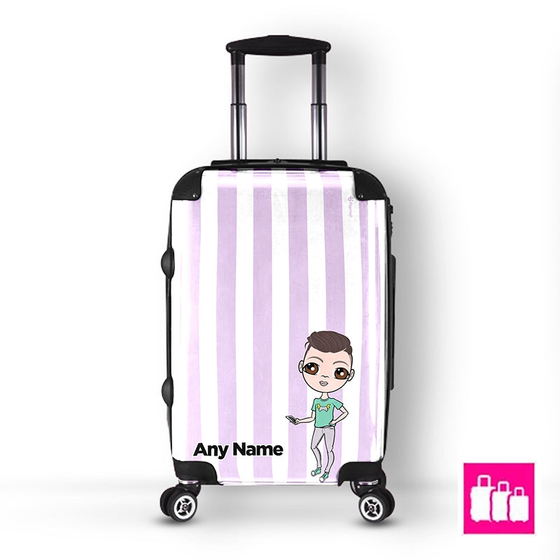 Jnr Boys Personalised Lilac Stripe Suitcase - Image 2