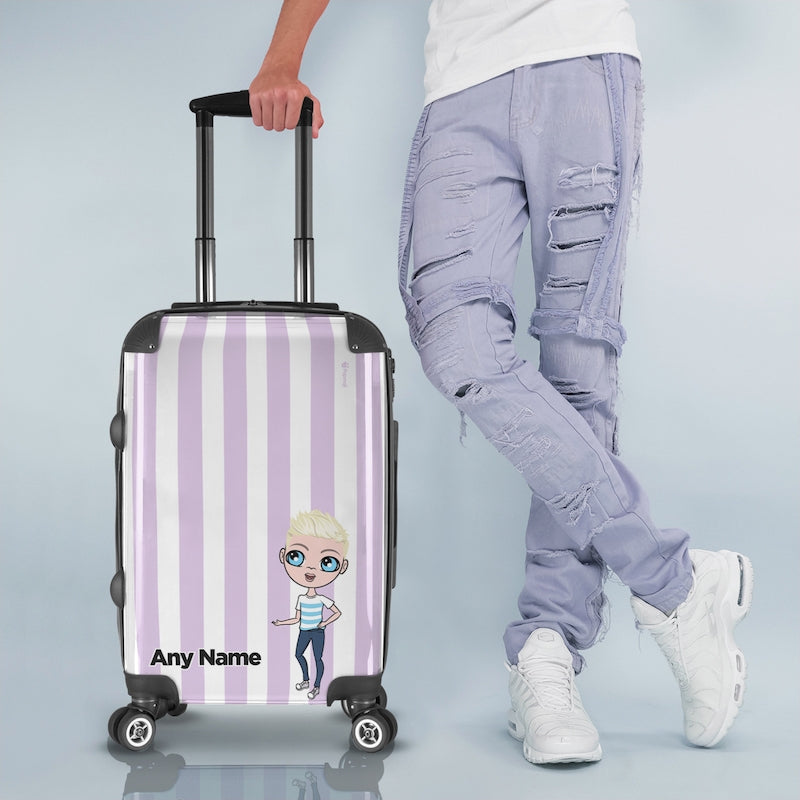Jnr Boys Personalised Lilac Stripe Suitcase - Image 1